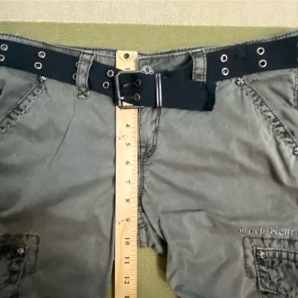 Rock Revival Size 27 Cropped Cargo Pants Slate Grey Belted Punk Y2K Low Rise - Picture 4 of 11